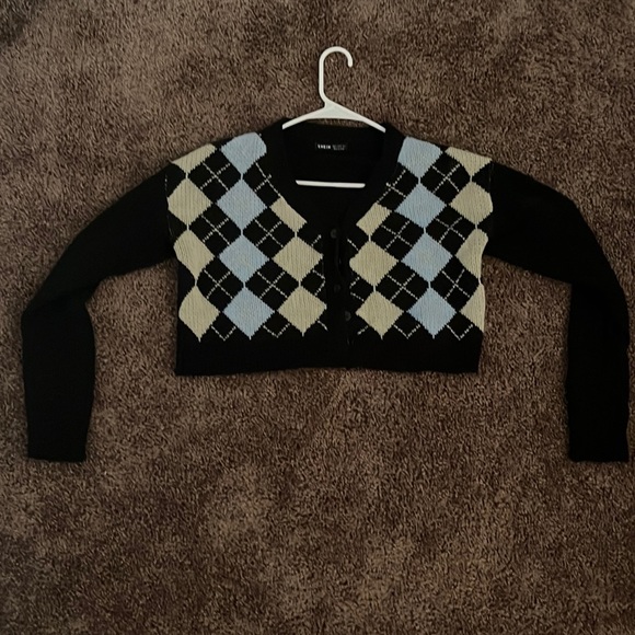 CROPPED ARGLYE CARDIGAN - Picture 1 of 2